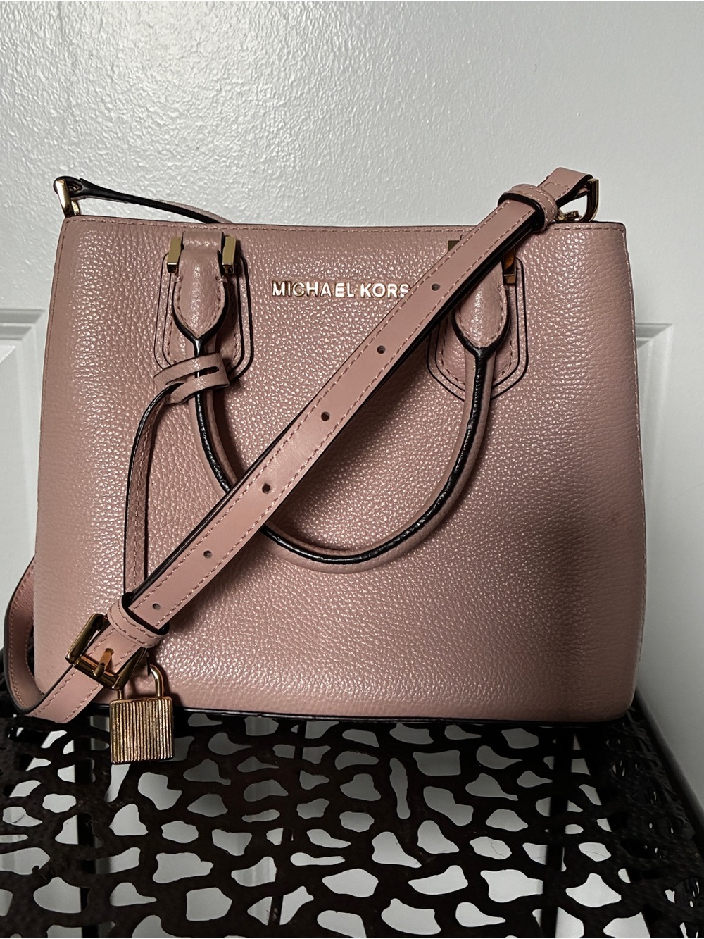 Michael Kors Pink Pebbled Leather Satchel Adele Small
